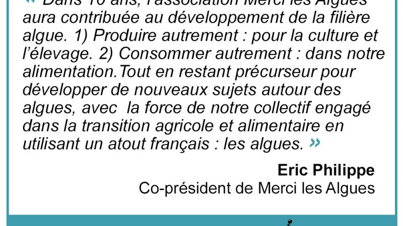 « Etre précurseur pour développer de nouveaux sujets autour des algues » Eric Philippe, Merci les Algues