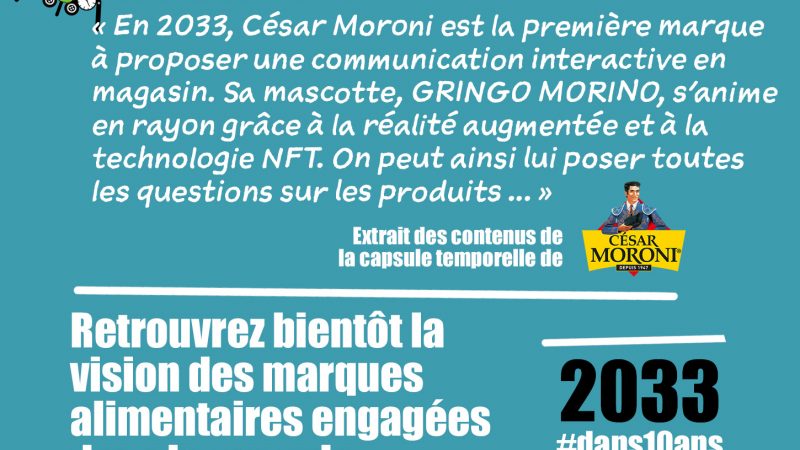 « En 2033, la mascotte, GRINGO MORINO, s’anime en rayon grâce à la réalité augmentée et à la technologie NFT » César Moroni
