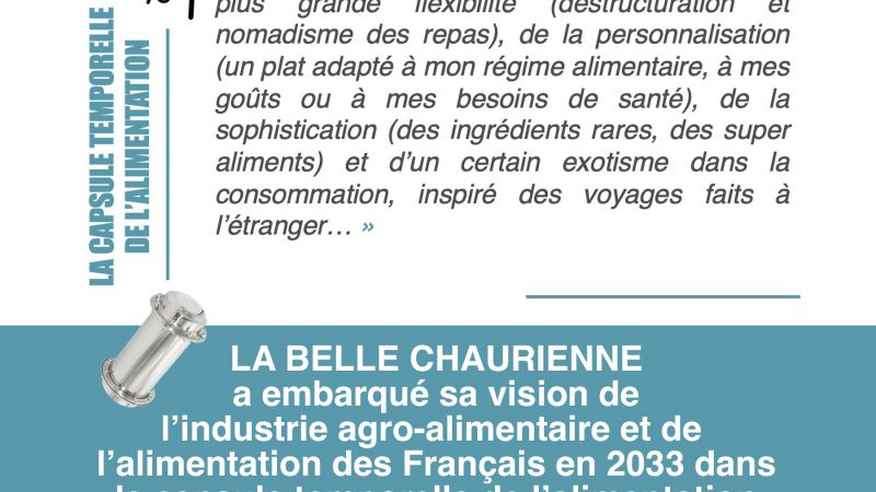 « En 2033, la part de désir viendra aussi d’une plus grande flexibilité : déstructuration et nomadisme des repas » – LA BELLE CHAURIENNE