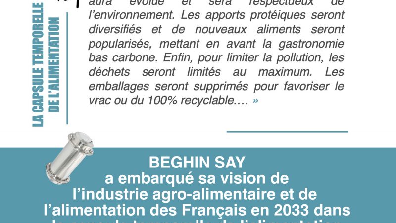 « En 2033, le régime alimentaire des Français aura évolué et sera respectueux de l’environnement » – BÉGHIN SAY